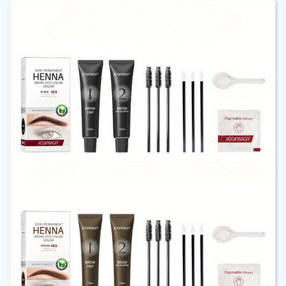 Two-in-One Brow Styling and Color Kit with Applicator, Disposable Clips and Two Shade Options