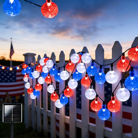 String Lights, 100-LED Solar Crystal Ball Fairy Lights with Eight Modes, 39-Foot Length and Four Colors