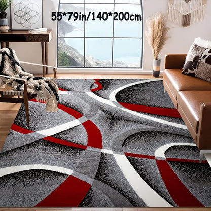 Christmas Area Rug Non-Slip Machine Washable, Abstract Geometric Holiday Mat for Living Room Bedroom Sofa Coffee Table Bedside Dining Kitchen Game Room Indoor Outdoor