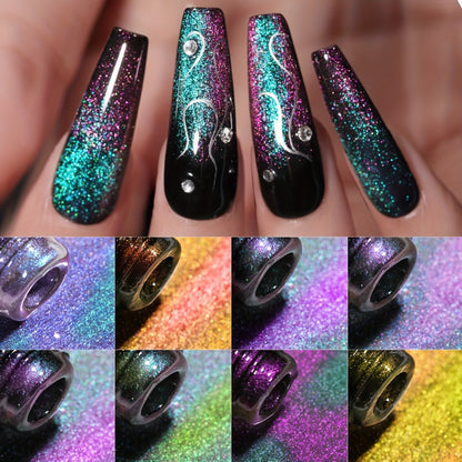 Gel Nail Polish Set with XEIJAYI Label, 8 Magnetic Cat Eye Colors, 0.51oz Bottles and Magnet Tool