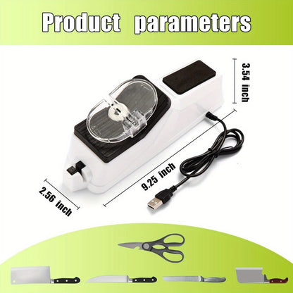 USB-Powered Electric Knife Sharpener with Five Double-Sided Stones and Clear Protective Cover