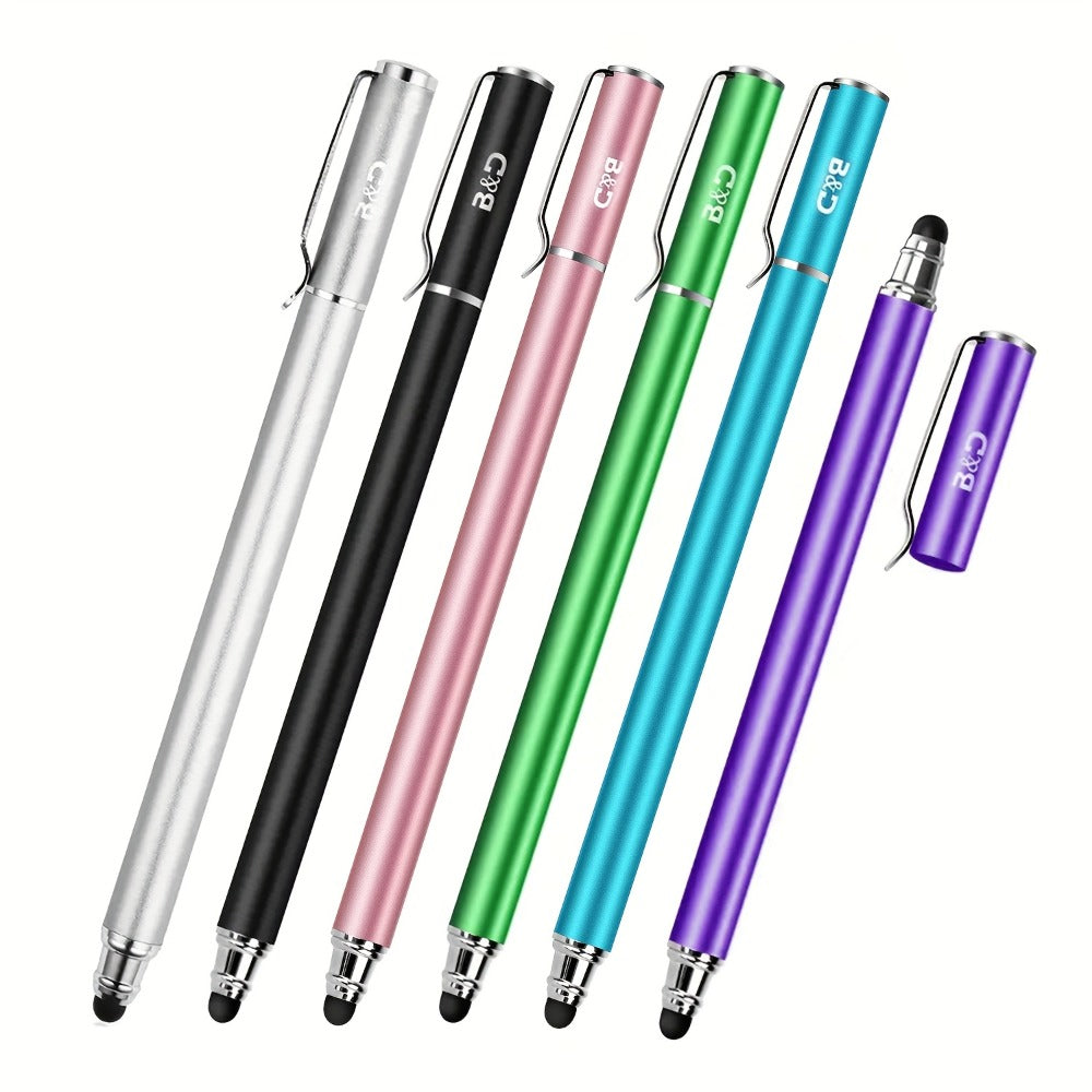 Capacitive Stylus Pen 6 Pack 2-in-1 Universal Touch Screen Stylus with 30 Replaceable Soft Rubber Tips No Battery Required Compatible with iPad iPhone Samsung Galaxy Android Tablets Phones Multicolor Set