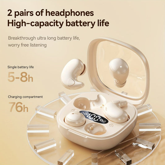 Sleep Earbuds Invisible 2-in-1 Set, Ultra-Thin Wireless Mini Headphones for Side Sleepers & Small Ears, Noise Reduction Lightweight Concealed Design, Long Battery Life for Nighttime Listening Work Relaxation