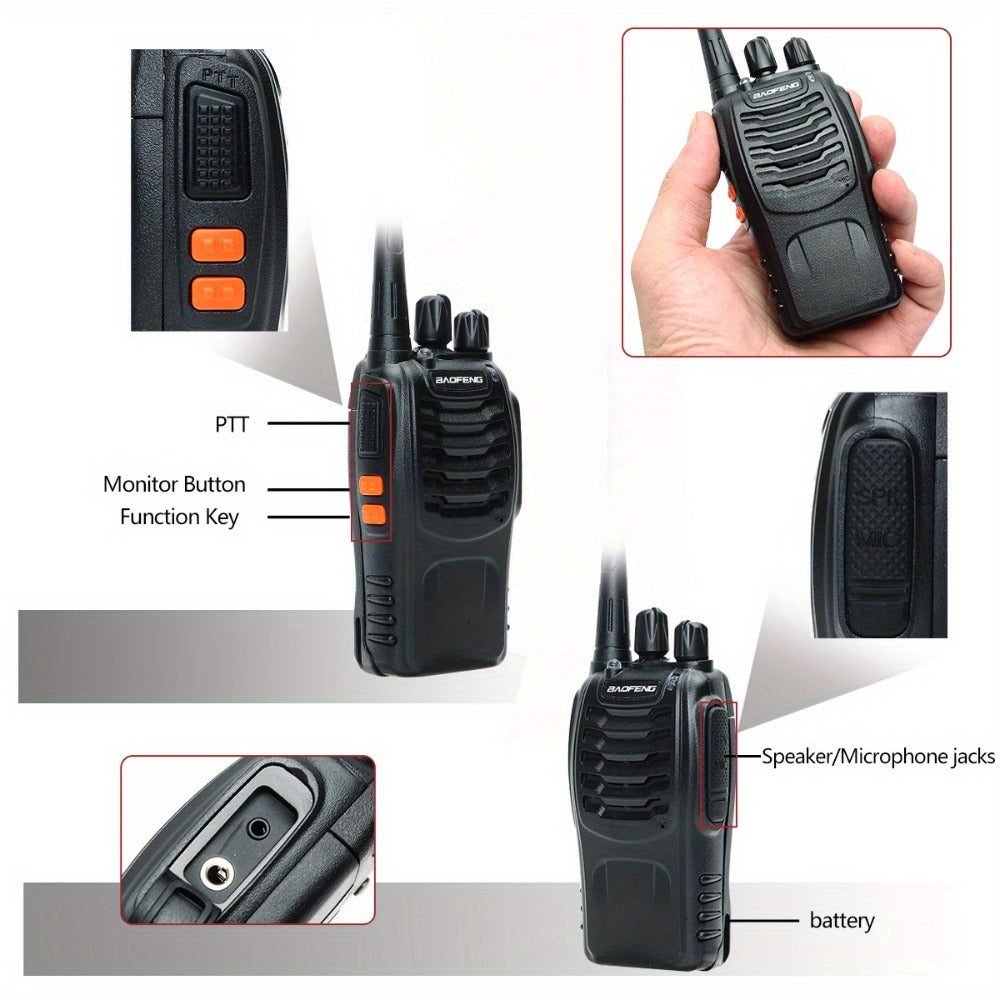 Baofeng BF-888S Walkie Talkie 2-Pack - Long Range UHF Two Way Radio, Wireless Frequency Copy, Portable Ham Radio for Hunting, Hiking, Camping & Emergency