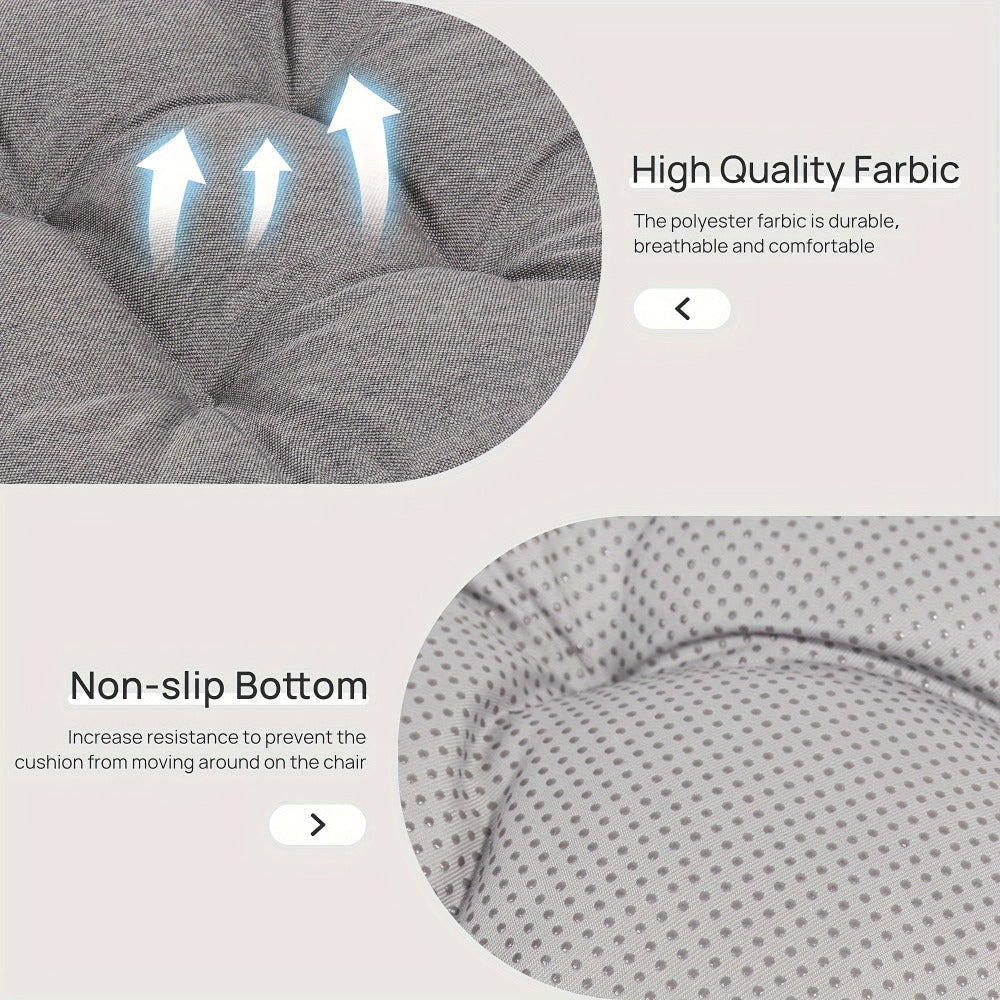 Tufted Chair Cushion Set with Four 15.5-Inch Pads, Tie Straps and 11 Solid Color Choices for Dining Chairs