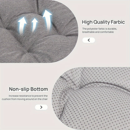 Tufted Chair Cushion Set with Four 15.5-Inch Pads, Tie Straps and 11 Solid Color Choices for Dining Chairs
