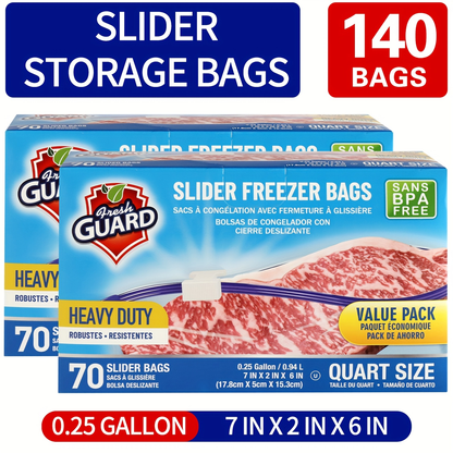 Storage Bags Fresh Guard Slider Freezer Bags in Quart, Gallon and 2.5-Gallon Sizes with 22- to 150-Count Options