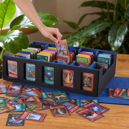 Front-Window Five-Row Collector Card Organizer with 24 Color Dividers, Five Clear Holders and Five Color Choices