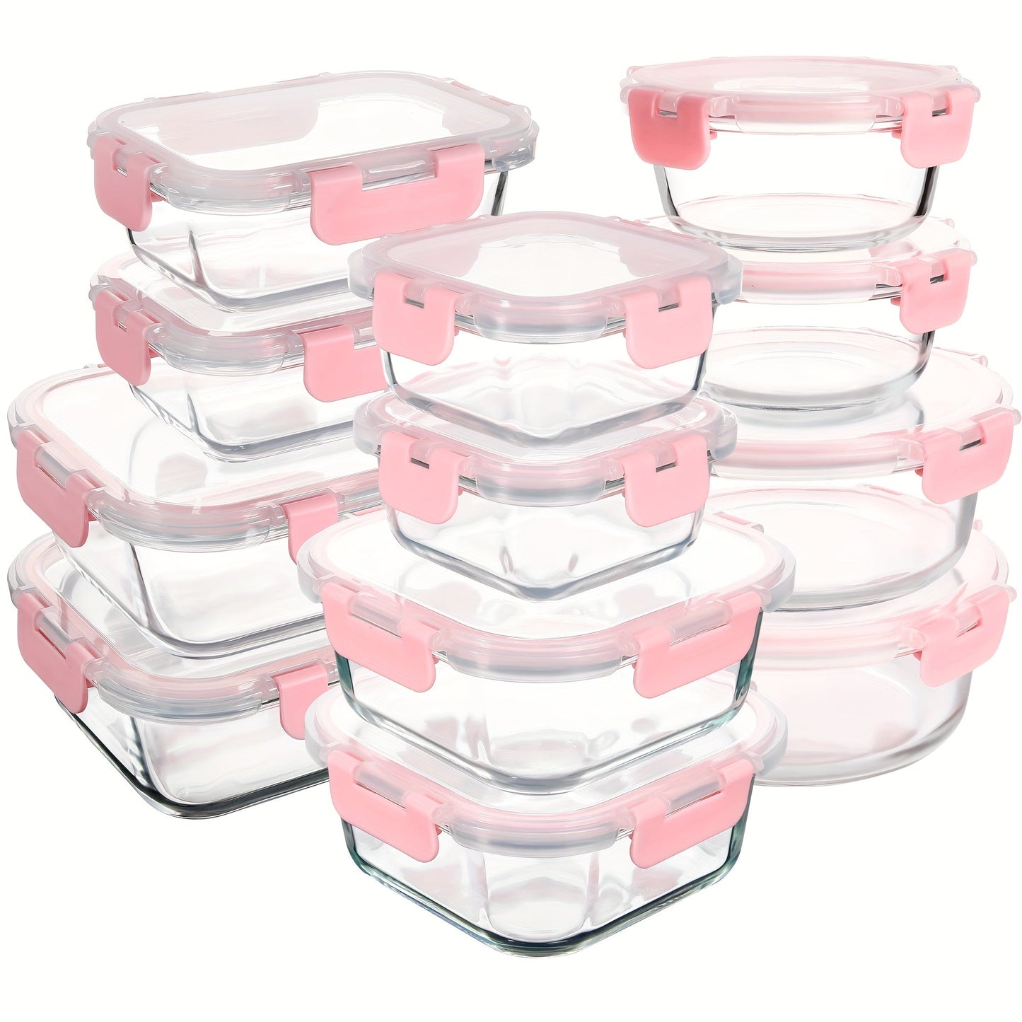 Glass Food Storage Containers with Airtight Lids - Borosilicate Glass Meal Prep Containers Set, Microwave Dishwasher Freezer Safe, BPA Free, Leak Proof Lunch Containers for Kitchen