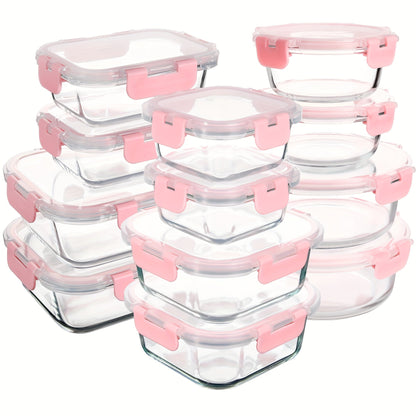 Glass Food Storage Containers with Airtight Lids - Borosilicate Glass Meal Prep Containers Set, Microwave Dishwasher Freezer Safe, BPA Free, Leak Proof Lunch Containers for Kitchen