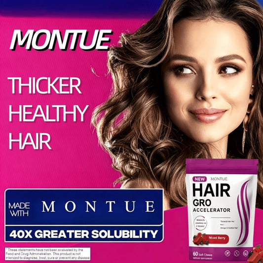 MONTUE Biotin Hair Gummies with Arginine, Vitamin C & Vitamin E – Daily Hair Nourishment Supplement for Women, Mixed Berry Flavor, 60 Soft Chews 30-Day Supply