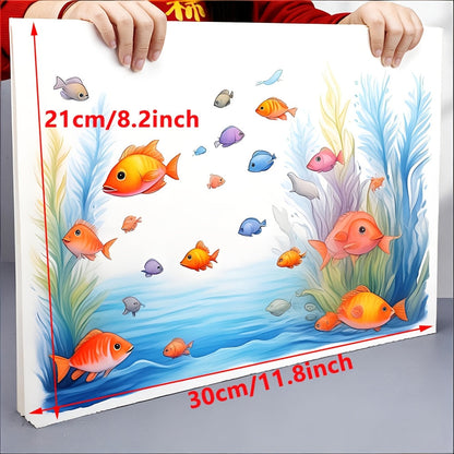 Watercolor Paper with 50 Displayed Sheets in 11.8 x 8.2-Inch or 16.5 x 11.7-Inch Protected Sizes
