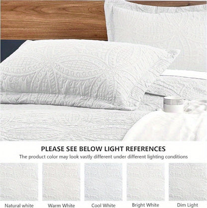 Three-Piece Lightweight Microfiber Quilt Set with Pillow Shams in Ten Size and Color Options