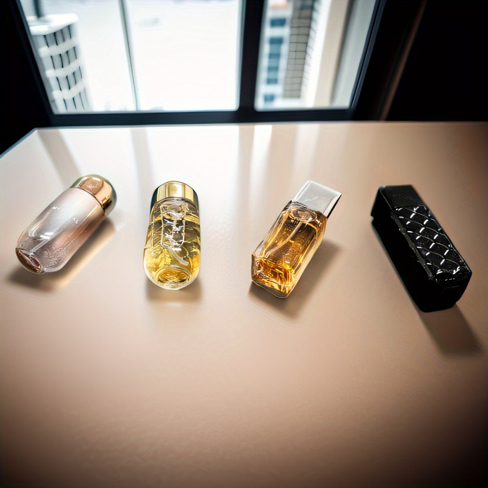 Perfume Gift Set Four Mini Spray Bottles in 20ml or 30ml Sizes with Mixed Bottle Shapes and Fitted Box