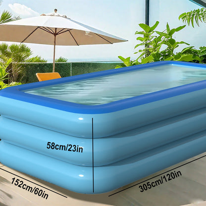 Inflatable Pool XL Extra Large Backyard Swimming Pool 3-Chamber Thick PVC Family Pool for Adults Kids Summer Outdoor Fun Multiple Sizes