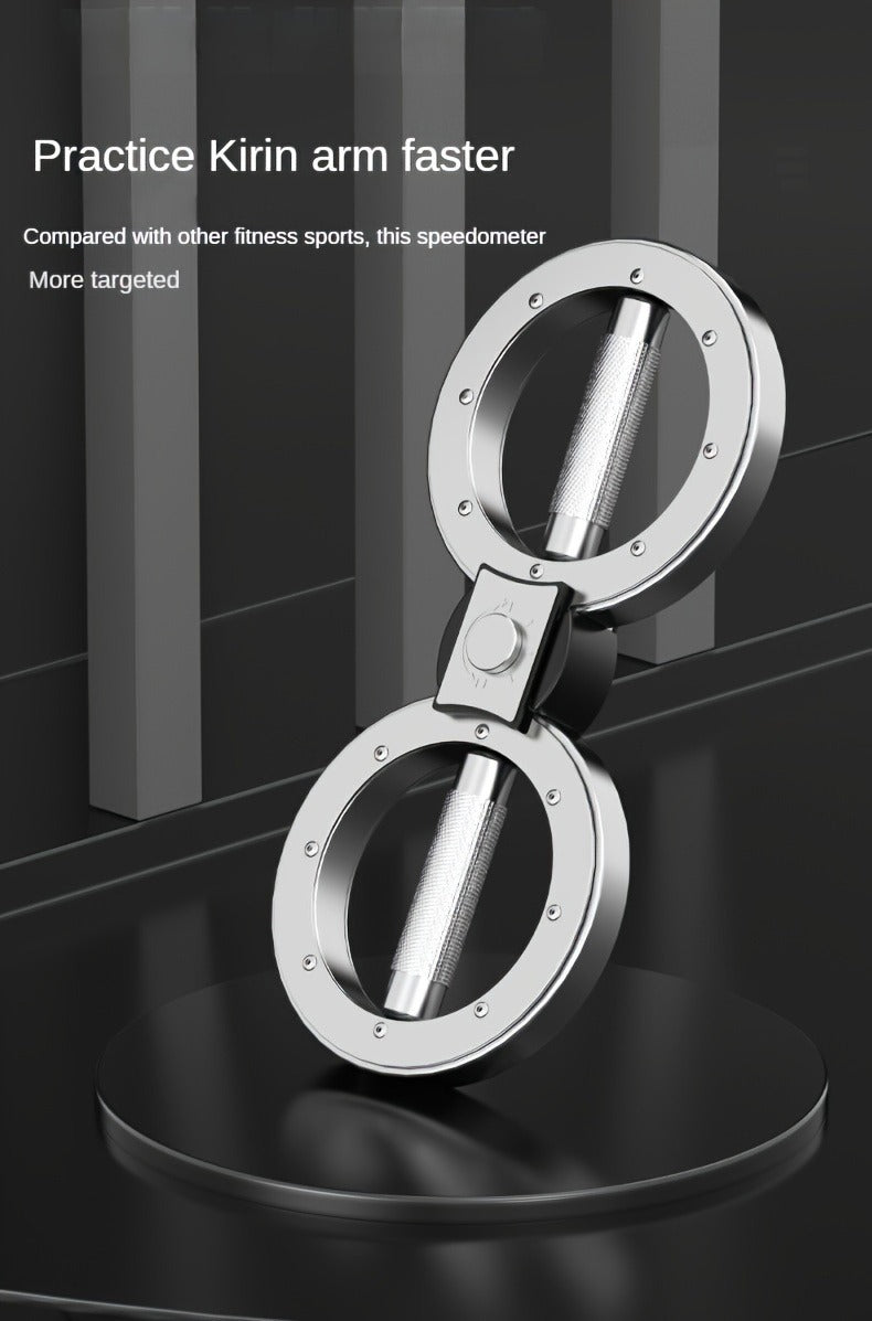 Fitness Equipment Rotating Wrist and Forearm Trainer with Dual Metal Grip Rings and 360-Degree Resistance Arm