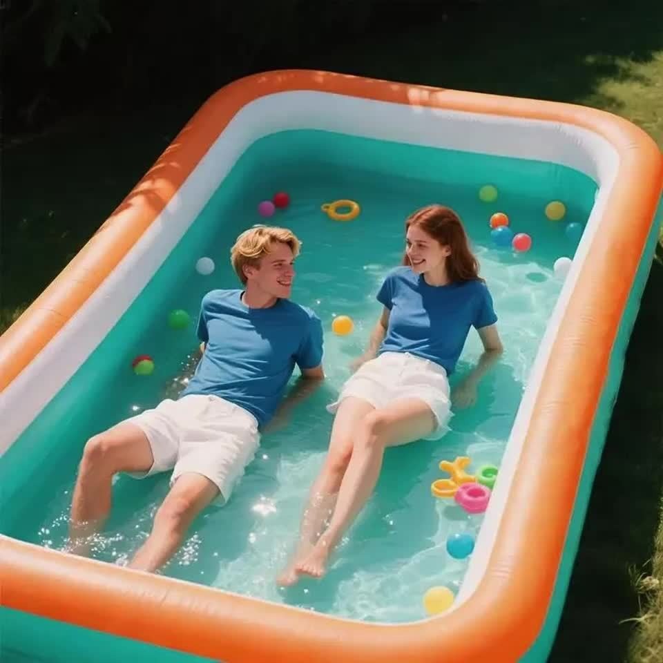 Inflatable Swimming Pool for Family Adults Kids, Large Above Ground Outdoor Backyard Pool, 4-Layer PVC Thickened Blow Up Pool for Patio Garden Party Summer