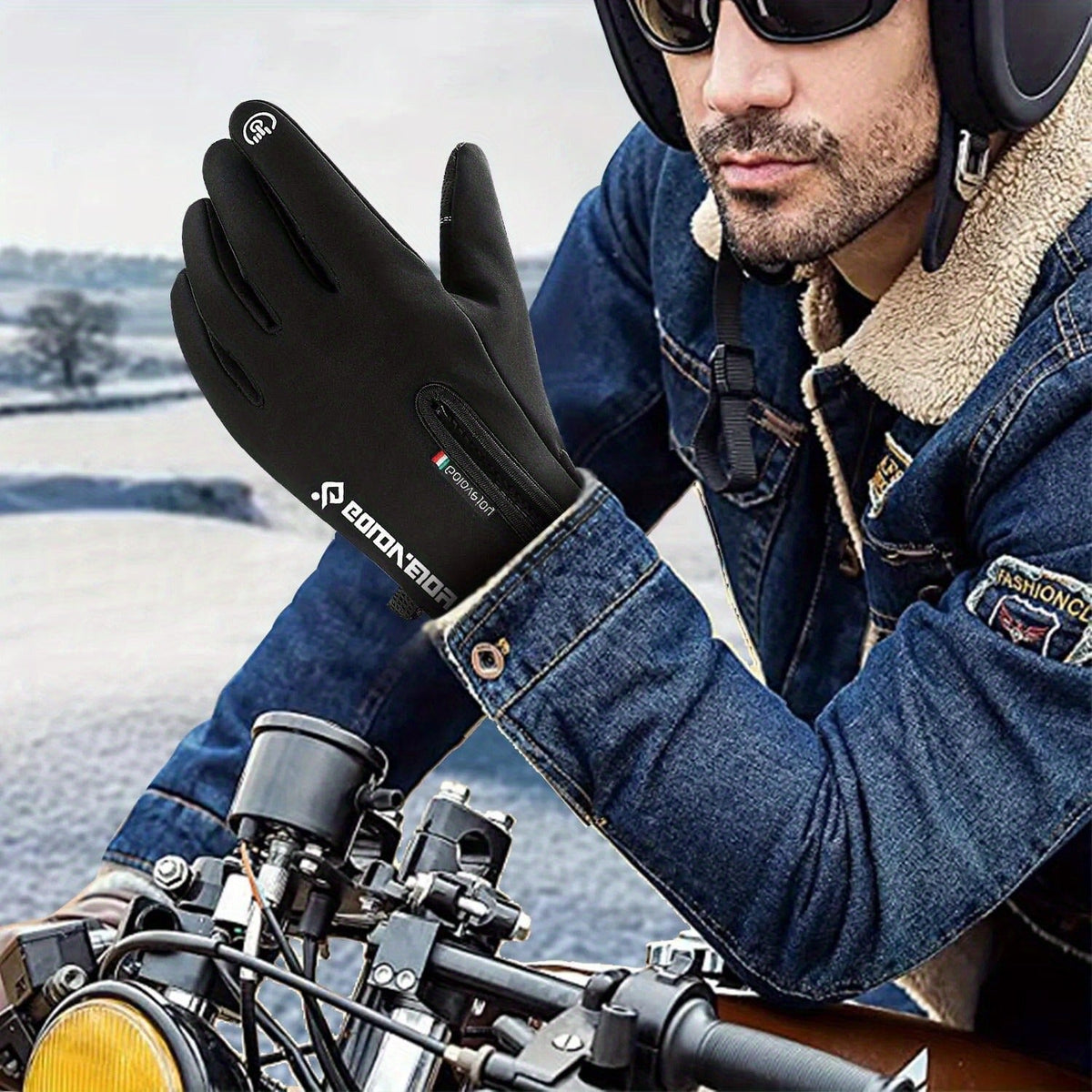 Two-Pair Full-Finger Winter Gloves in Black or Gray with Complete S, M, L, XL and XXL Size Grid