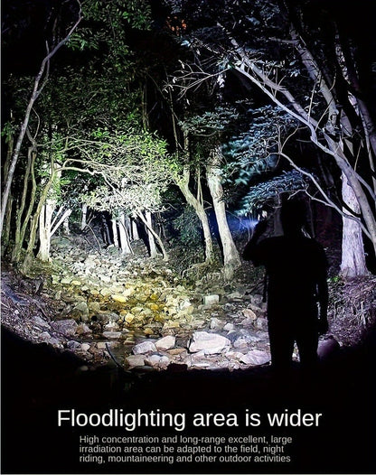 Flashlight 2000-Lumen Rechargeable Searchlight with 2400mAh Battery, Side Lantern and USB Output