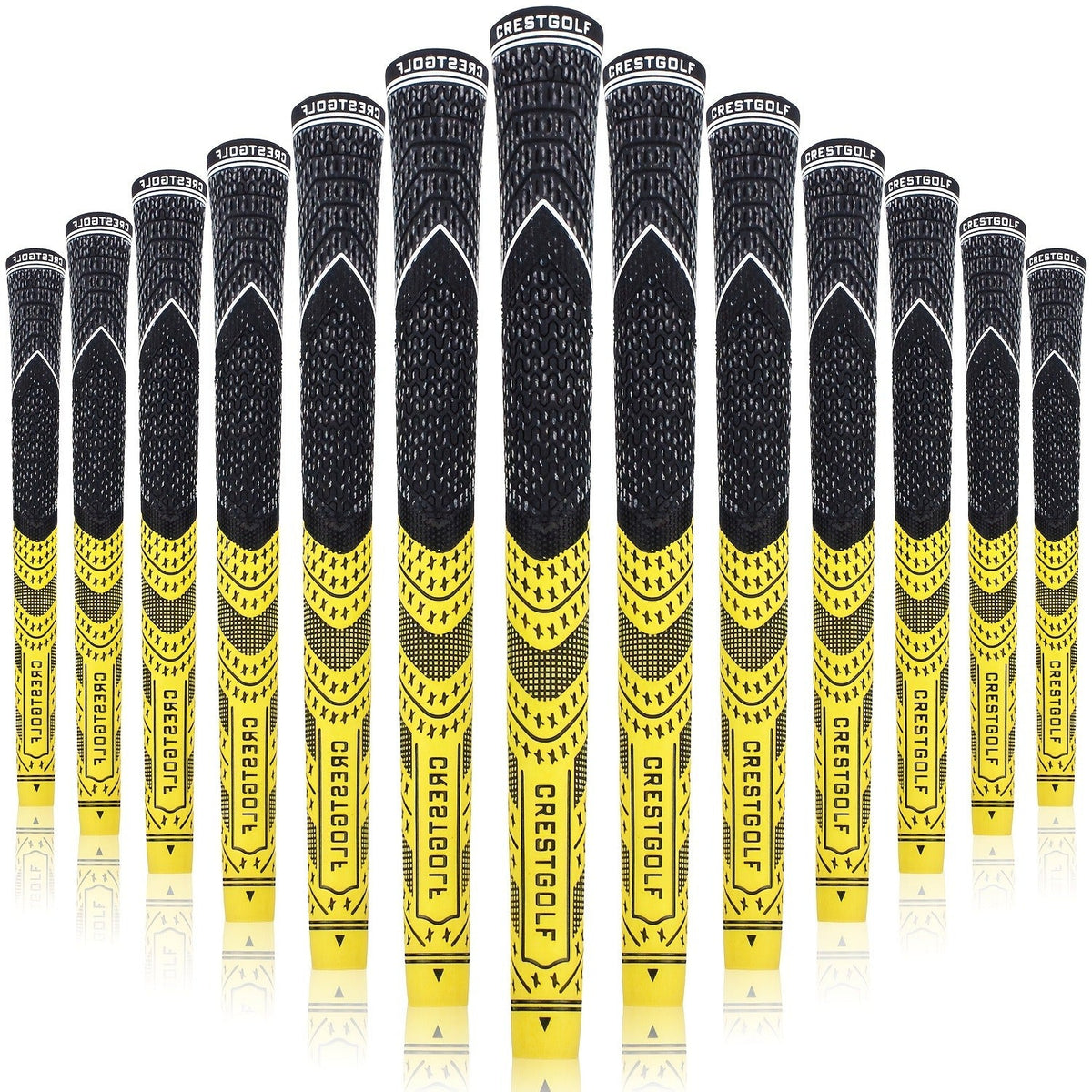 Midsize Golf Grips Set 13 Pack – All Weather Hybrid Rubber Golf Club Grips with Ecological Yarn Thread Technology, Multiple Colors, Fits Full Set of Clubs (Black, White, Red, Orange, Yellow, Blue, Gray)