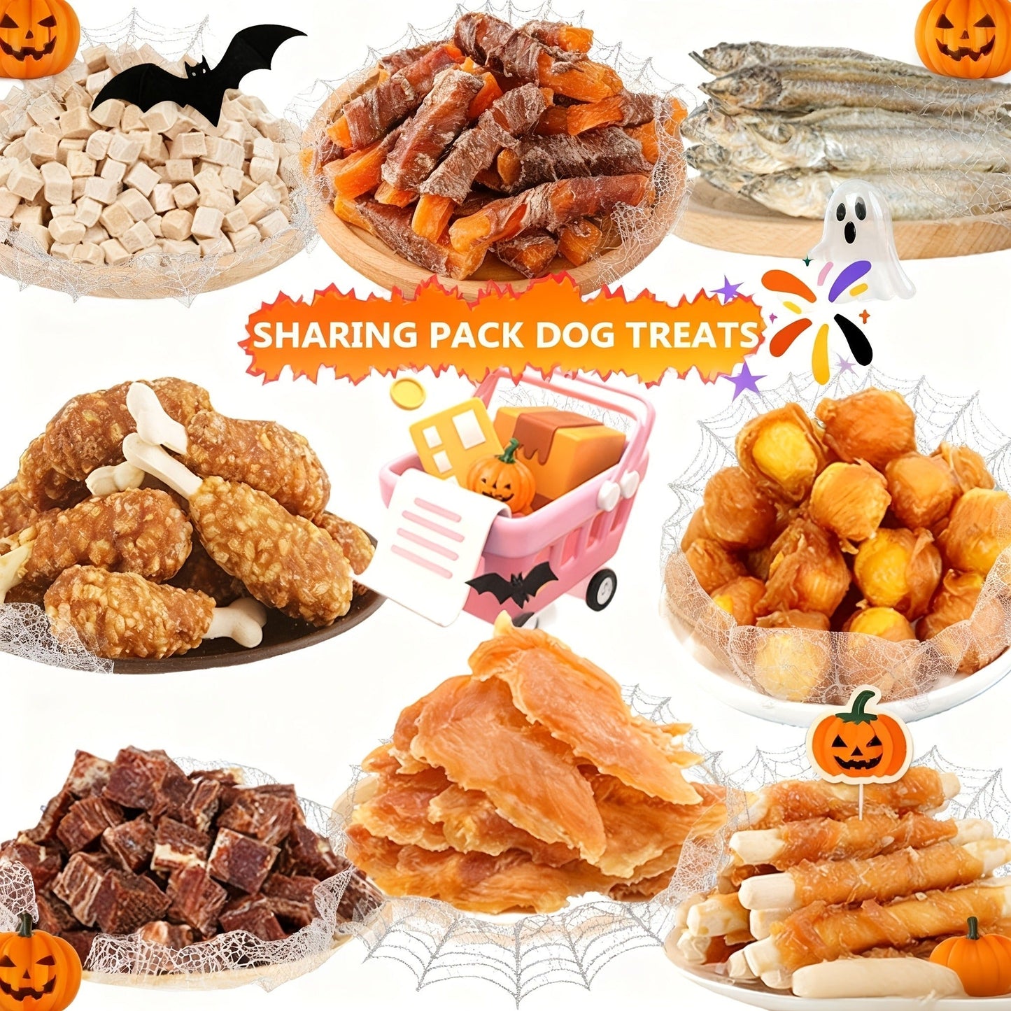 Dog Treats Chicken, Duck and Egg Yolk Assortment with Multi-Bag, 350g and 25 x 4g Options for Dog Reward Use