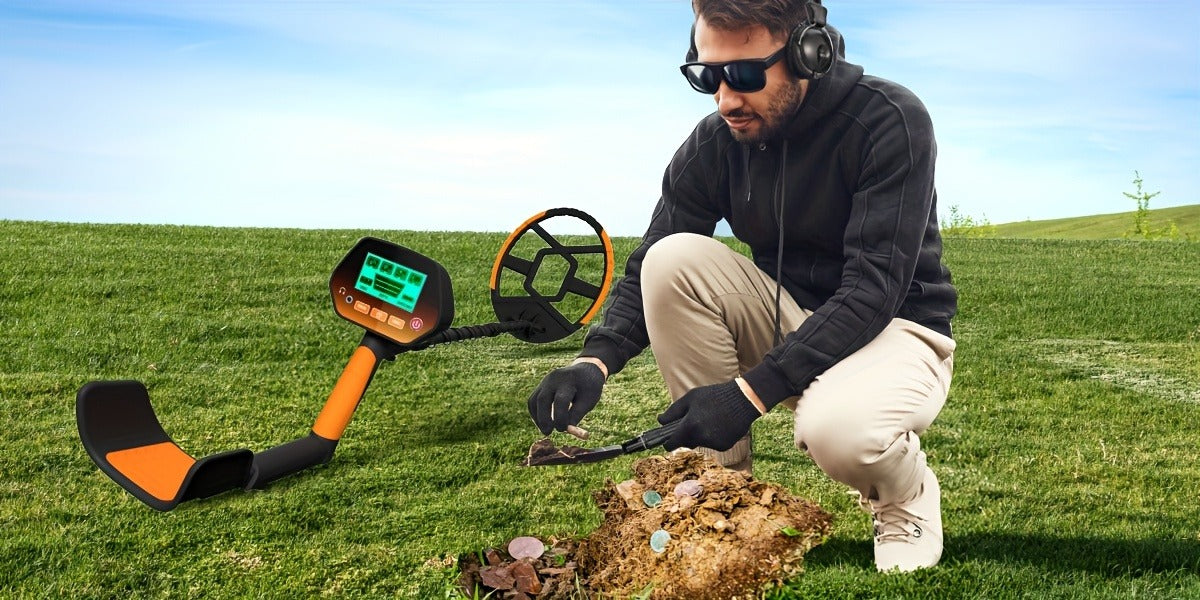 LCD Metal Detector with 8-Inch Search Coil, Adjustable Shaft and Green, Yellow or Basic-Version Options