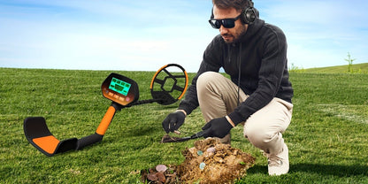 LCD Metal Detector with 8-Inch Search Coil, Adjustable Shaft and Green, Yellow or Basic-Version Options