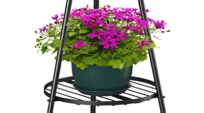 Solar Floor Lamp with Metal Plant Stand 36 Inch Outdoor Solar Light Flower Shelf for Patio Deck Yard Garden Outdoor Decor Gift Set of 2