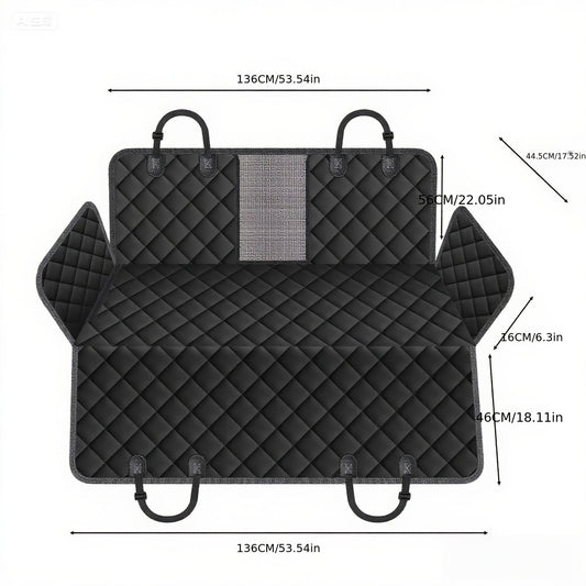 Dog Car Seat Cover for Back Seat - Waterproof Oxford & TPU Pet Seat Protector with Anti-Slip Base, Side Flaps, Seat Belt Openings & Mesh Window, Machine Washable Dog Car Cover for SUVs & Vehicles