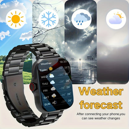 Smart Watch Square Display with Wireless Calling, 100+ Sport Modes and Black or Silver Band Options