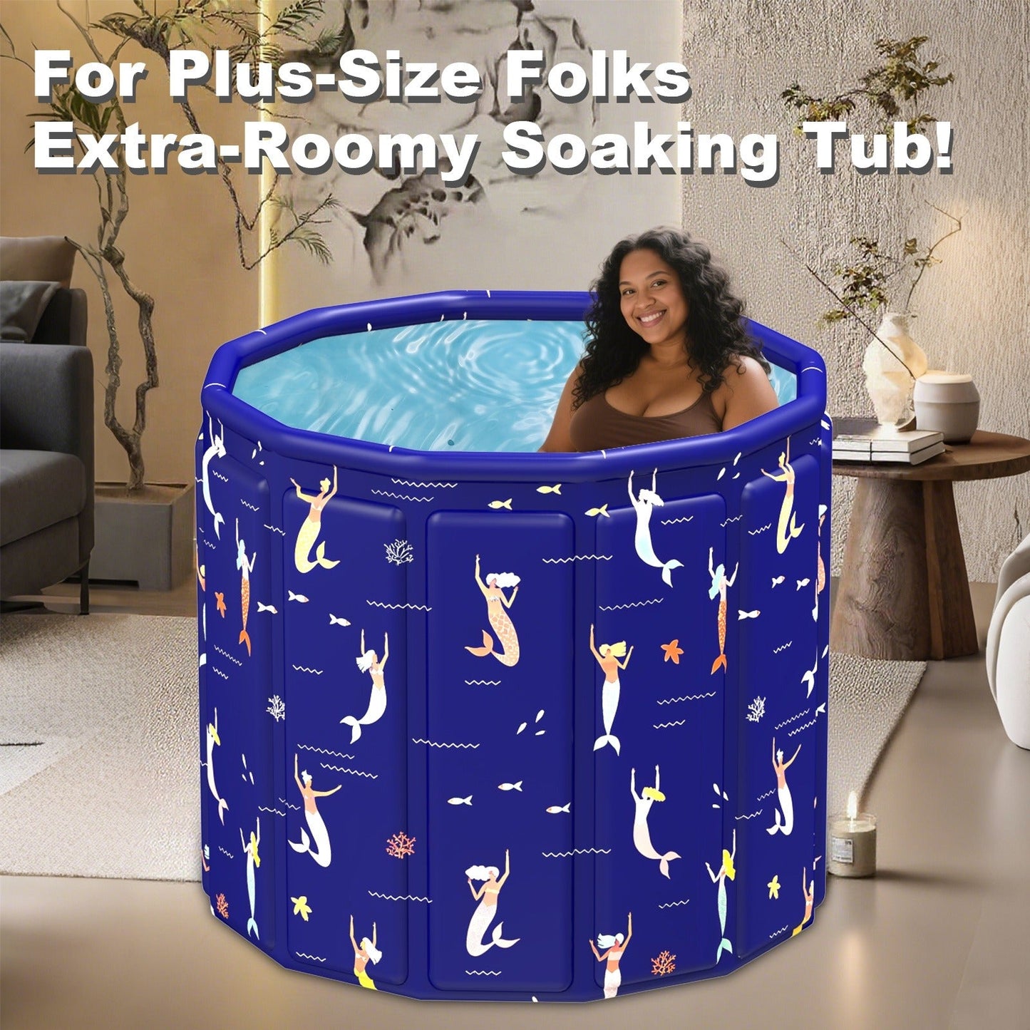 Foldable Bathtub 130 Gallon XL Deep Soak Tub for Adults – Ice Bath & Hot Spa, Indoor Outdoor, One-Piece Fold-Flat Design 31.5"x31.5"x26"