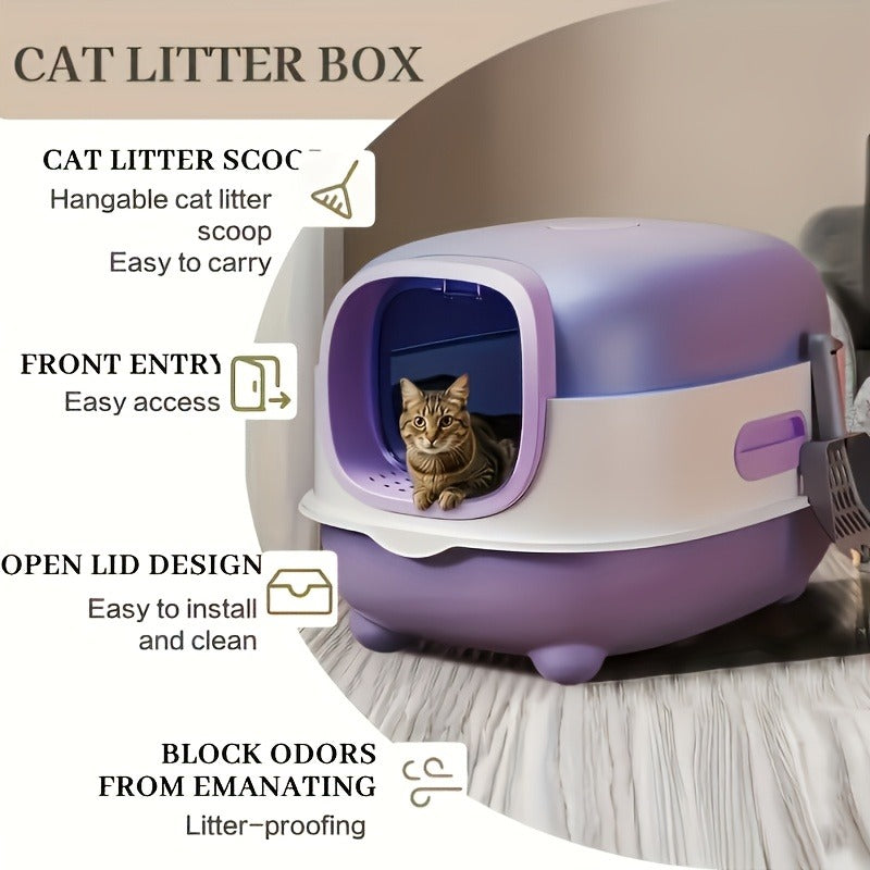 Enclosed Cat Litter Box with Odor Control - Foldable Top Entry Design, Splash-Proof Walls, Compact Size for Small Spaces, Suitable for Kittens and Adult Cats