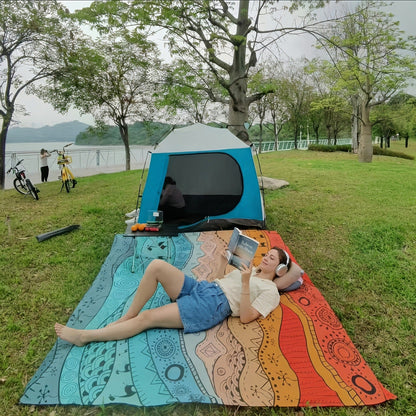 Printed Beach Mat with 19 Exact Size-and-Pattern Options, 198 x 205cm to 275 x 305cm with Stakes and Pouch