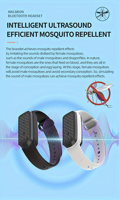 Mosquito Repellent Bracelet – Ultrasonic Soundwave Technology, USB Rechargeable, Waterproof Wristband for Camping Outdoor Hiking Travel, No Chemicals