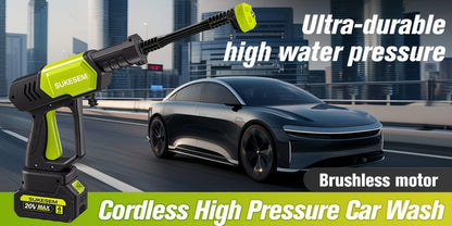 Cordless Pressure Washer Battery Powered Portable Car Wash Gun High Pressure Cleaner for Cars Yards Gardens Patios Driveways with Rechargeable Battery & Accessories