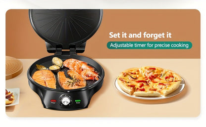 Electric Smokeless Indoor Grill 1500W, 2-in-1 Indoor Grill & Pizza Maker with 30-Min Timer, Auto Shut-Off, 180° Open Flat – BBQ Steak Veggies Quesadilla