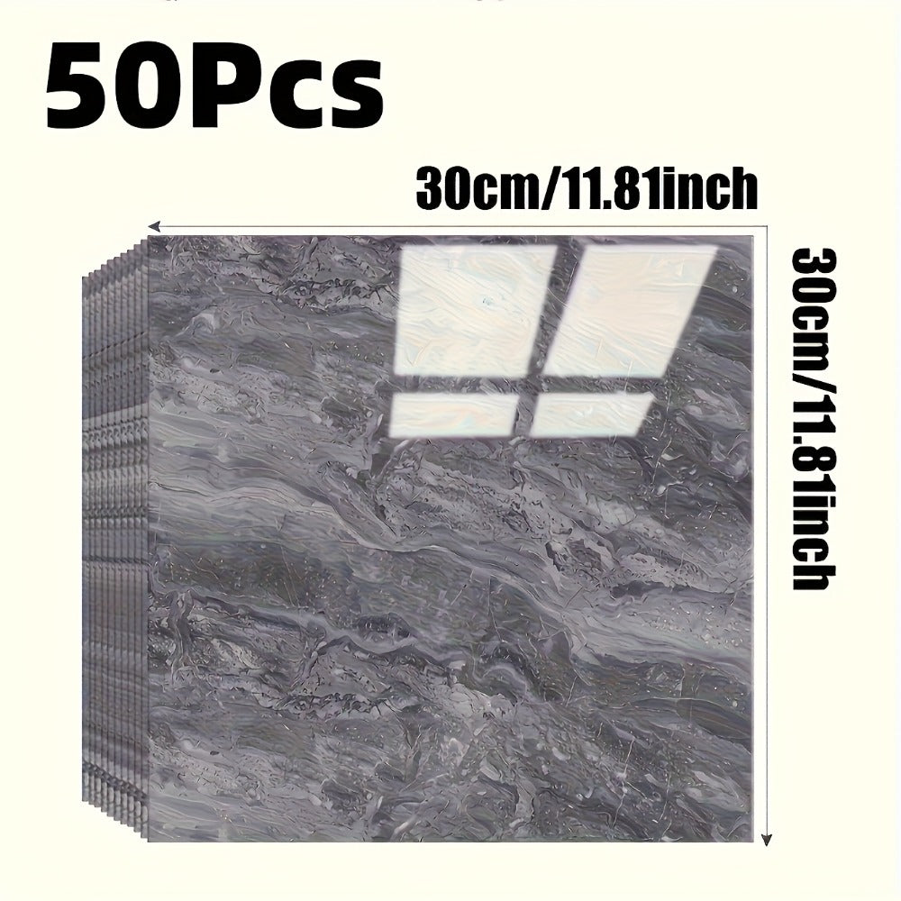 11.81-Inch Square Marble-Pattern Peel-and-Stick Wall Tiles in 50- or 100-Piece Design Options