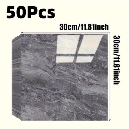 11.81-Inch Square Marble-Pattern Peel-and-Stick Wall Tiles in 50- or 100-Piece Design Options