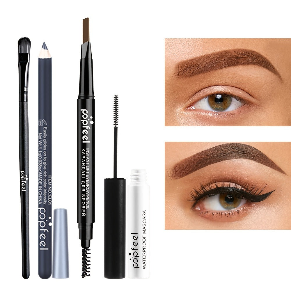 Complete Eye Makeup Kit 40 Color Eyeshadow Palette with Mascara Eyeliner Eyebrow Pencil & Brush — Matte Shimmer Glitter Pigmented