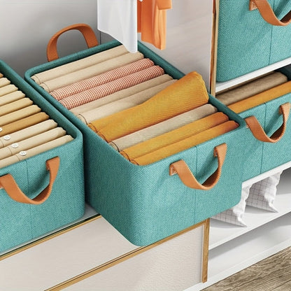 Foldable Fabric Storage Bins with Clear Top Lids and Handles in Four- or Six-Piece Color Sets