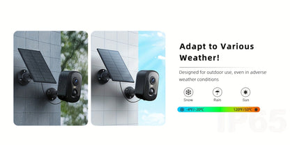 Black Dual-Band Solar WiFi Security Camera with Separate Panel and One- to Four-Camera Pack Options
