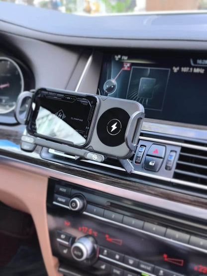 Wireless Charging Car Mount 15W Fast Charge – Universal Phone Holder for iPhone 15 14 13 12 11 8 X, Samsung Galaxy S24 S23 Note20 Fold 5 Fold 6, Supports Folding Screen Smartphones