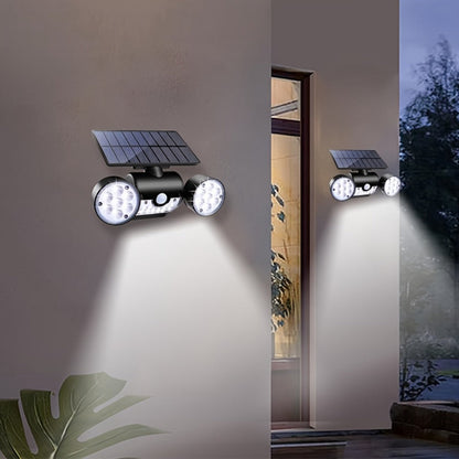 Motion Sensor Solar Security Light 30 LED Dual Head - 360° Adjustable IP65 Waterproof Outdoor Wall Spotlight for Garden Garage Driveway Patio Backyard, 1/2/3 Pack Options