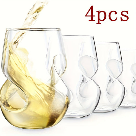 Geometric Twisted Cocktail Glasses 4 or 8 Pack – 400ml Wide Mouth BPA-Free Borosilicate Glass – Festive Drinkware for Whiskey, Beer & Tea – Thanksgiving, Christmas, New Year & Oktoberfest