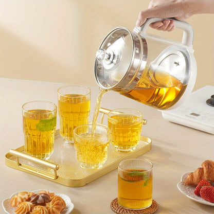 Electric Health Pot Smart Kettle 1.8L Thickened Glass 18 Smart Functions Removable Filter Multi-Functional for Tea Herbal Brewing Camping Home US Plug White
