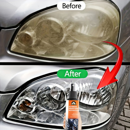 Car Headlight Restoration Kit – Removes Yellowing & Scratches, Restores Lens Clarity, Chemical-Free Physical Polish Cleaning Solution, Universal for All Vehicles, 1 Bottle