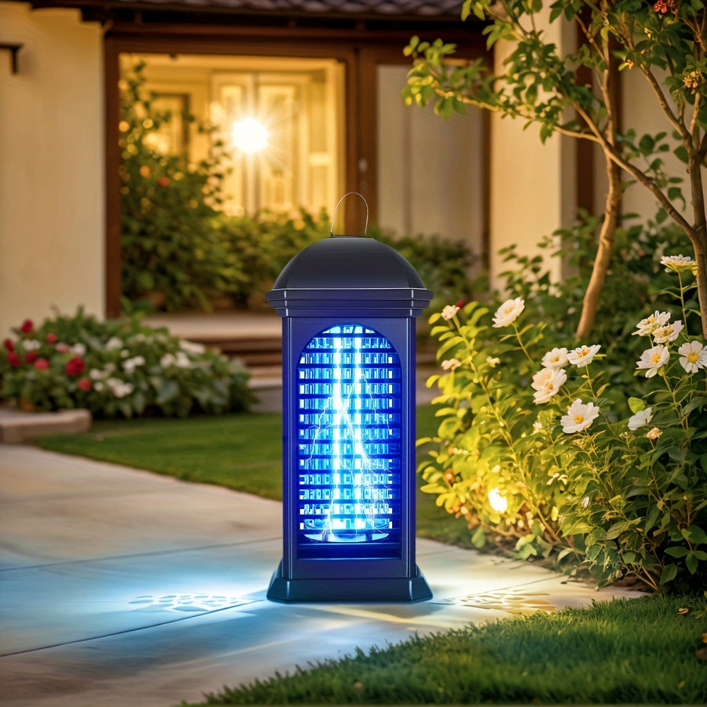 Cylindrical Plug-In Bug Zapper with Blue Grid Light in Black Single or Two-Piece Upgrade Options