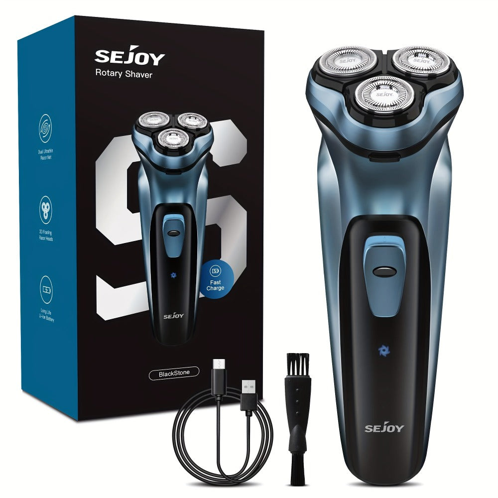Electric Shaver 3D Floating Rotary Head with Pop-Up Trimmer, LCD Display and 1-Hour Fast Charge for Wet/Dry Use