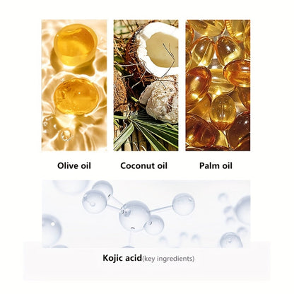 Kojic Acid Brightening Bar Soap 6-Pack – Rose Extract & Glycerin Formula for Dark Spots, Oil Control & Even Skin Tone | Moisturizing Gentle Cleanser for Face, Hand & Body | Natural Orange Scent, 100g Each