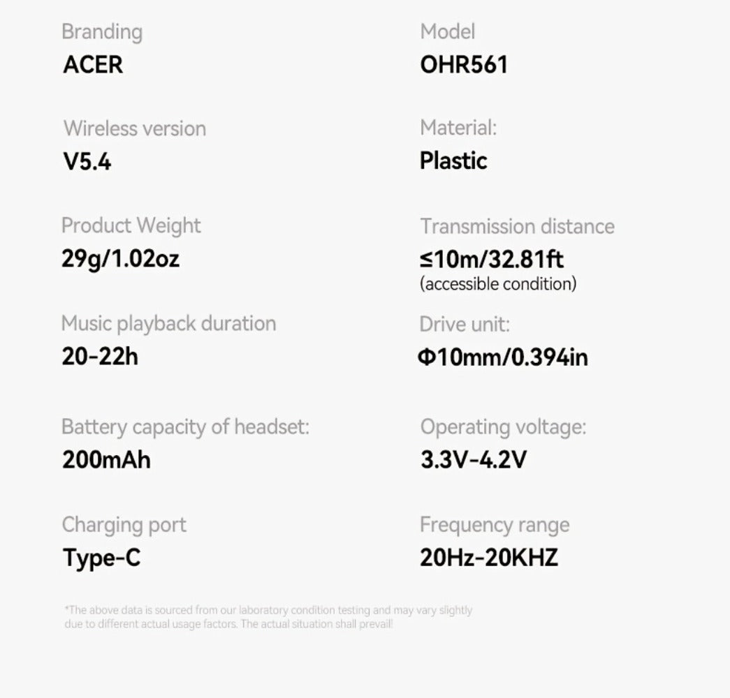 Acer TWS Wireless Earbuds Gaming Mode Low Latency, Noise Isolation Stereo Sound USB-C Charging Long Battery Life